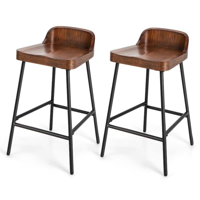2/4PCS 24.5'' Low-Back Bar Stool Industrial Counter Height Chair Stool - Set of 2