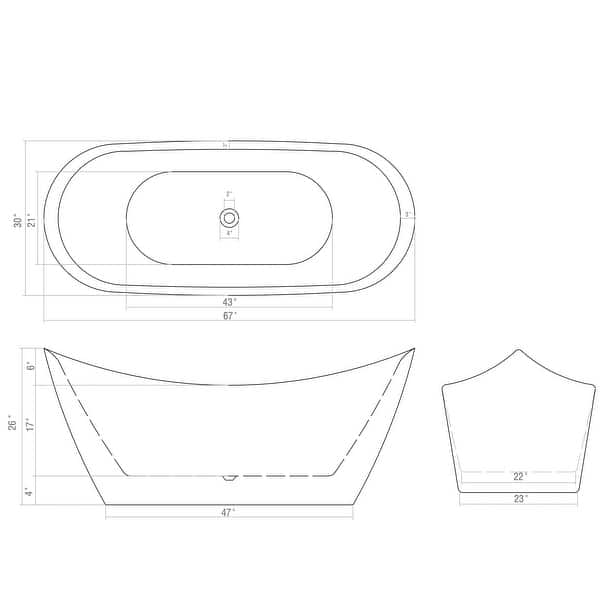 67 in. Acrylic Freestanding Flatbottom Soaking Bathtub in White