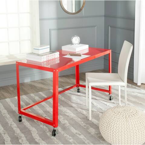 SAFAVIEH Bentley Modern Wheeled Red Desk