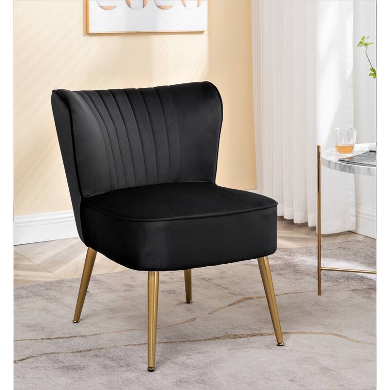 Us Pride Furniture Sauter 23.2" Wide Mid-Century Modern Microfiber Accent Chair - Black
