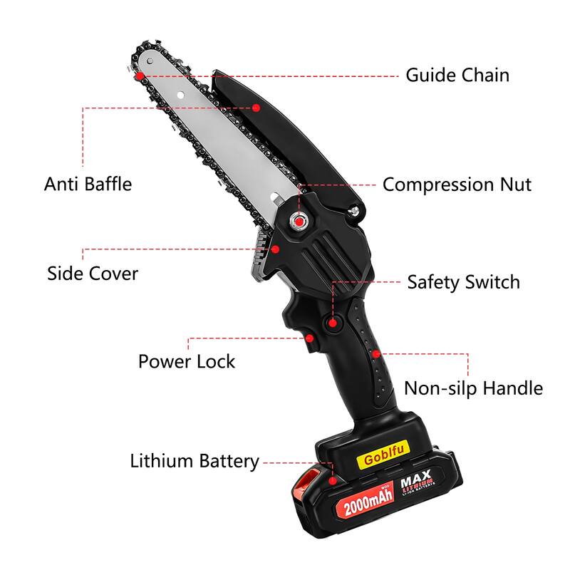 6-Inch Portable Electric Pruning Chainsaw with Carry Box