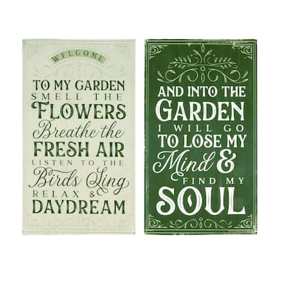 Transpac MDF Large Garden Plaque Decor Set of 2 Spring Home Decorations
