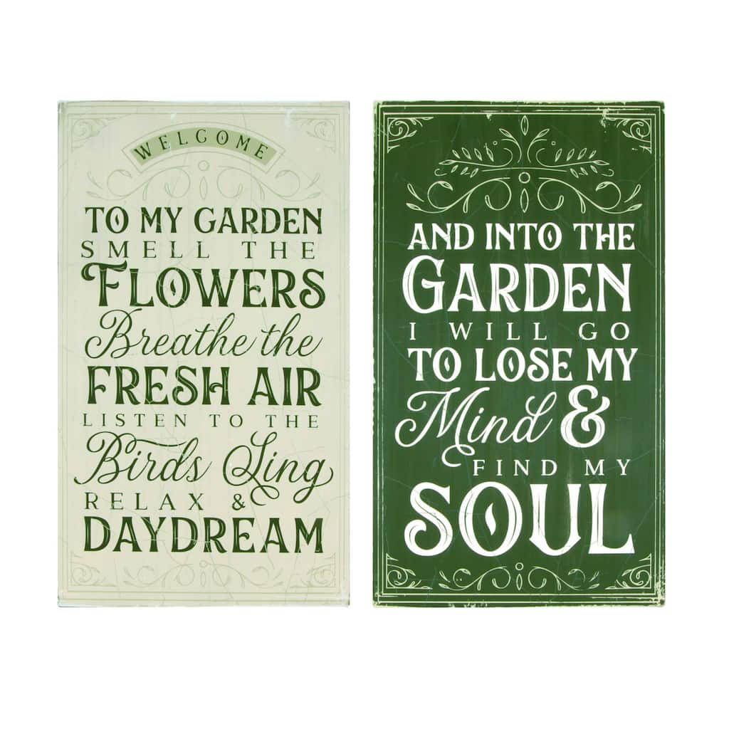 Transpac MDF Large Garden Plaque Decor Set of 2 Spring Home Decorations
