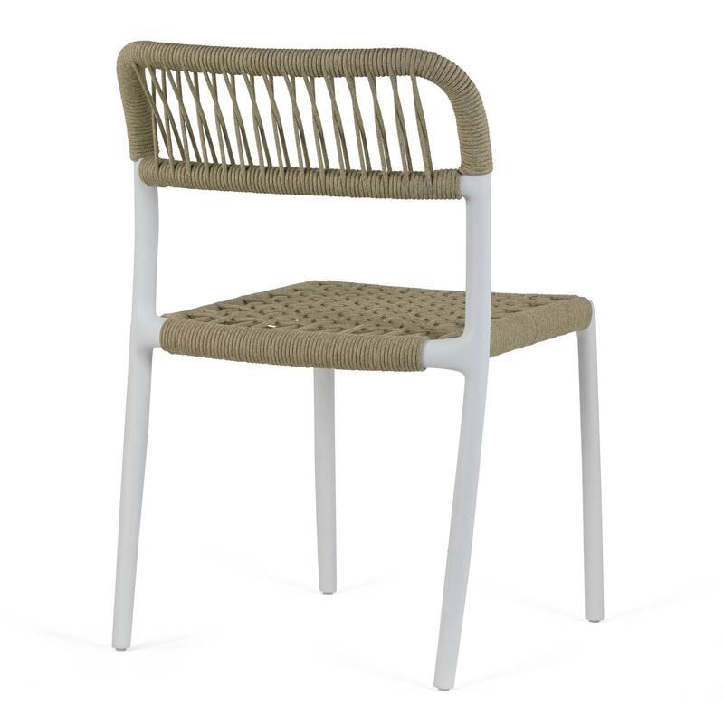 Belen Basma Beige White Outdoor Dining 2 Seats Set