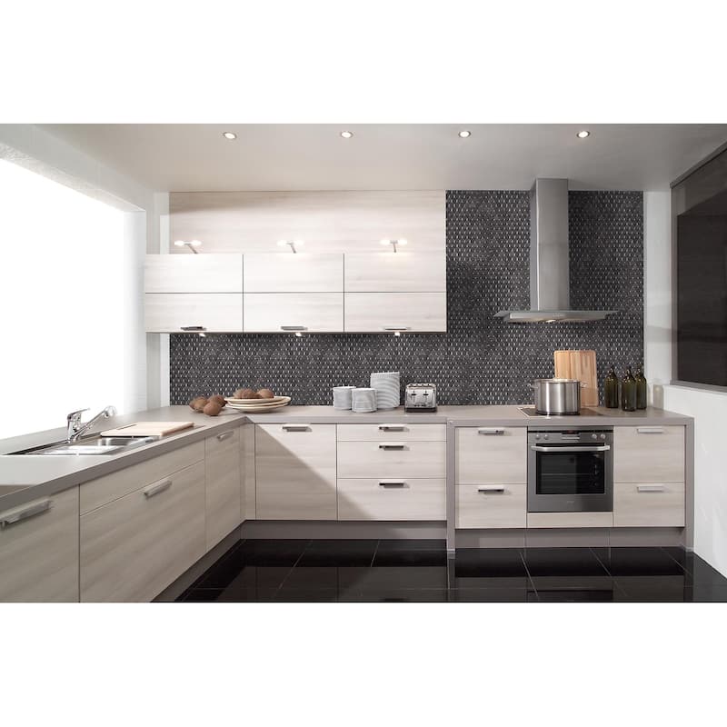 Vulcan Black Penny Round Honed Mosaic Tile