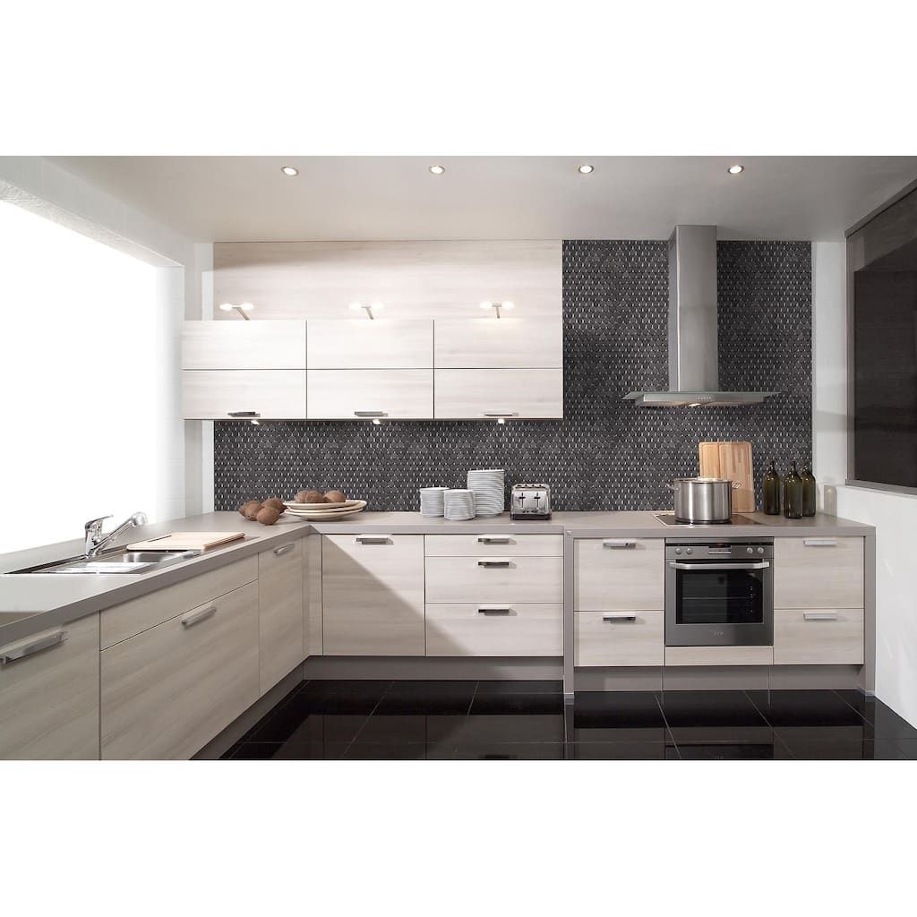 Vulcan Black Penny Round Honed Mosaic Tile