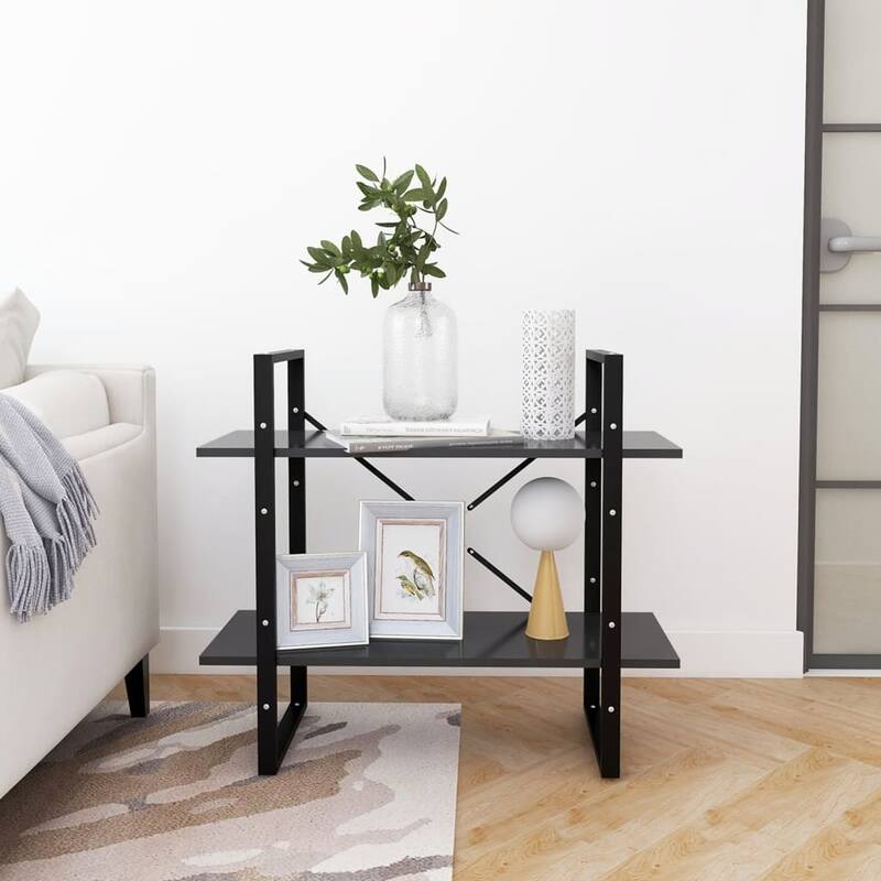 vidaXL 2-Tier Book Cabinet Gray 31.5"x11.8"x27.6" Chipboard - 31.5" x 11.8" x 27.6" - 31.5" x 11.8" x 27.6"