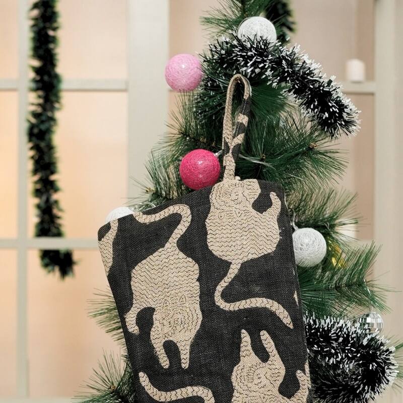 Fabdivine Linen or Cotton Hand Block Home Decorative Christmas Stockings - 16"X6.5"