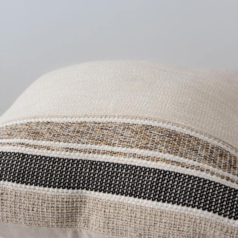 Donny Osmond Natural/Brown Stripe Modern Industrial Throw Pillow, 20''x20''