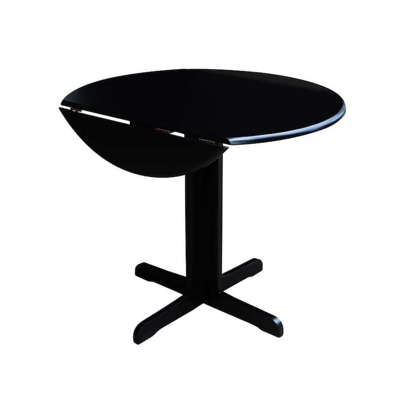 36 inch Dual Drop Leaf Dining Table with Two X-back Chairs in Black - (Set of 3)