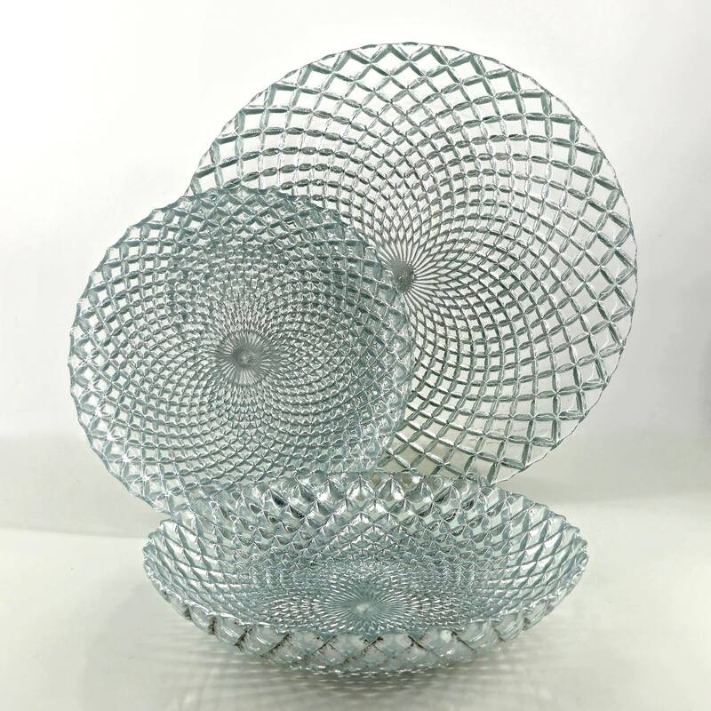 Unique Diamond Pattern Glass Dinner Set Perfect for Everyday Dining and Special Occasions