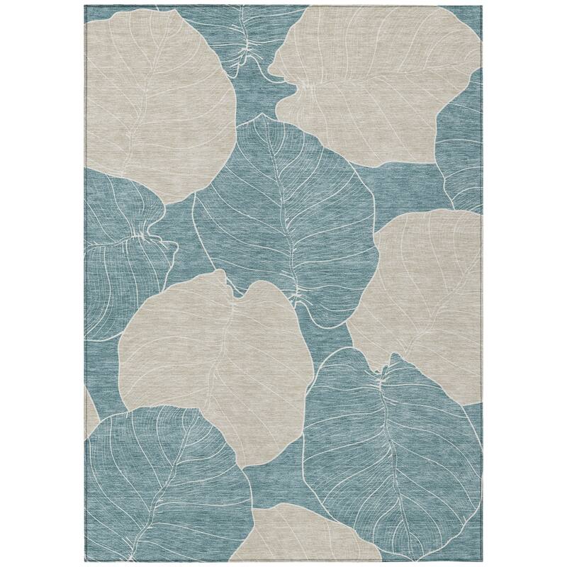 Machine Washable Indoor/ Outdoor Tropical Floral Chantille Rug