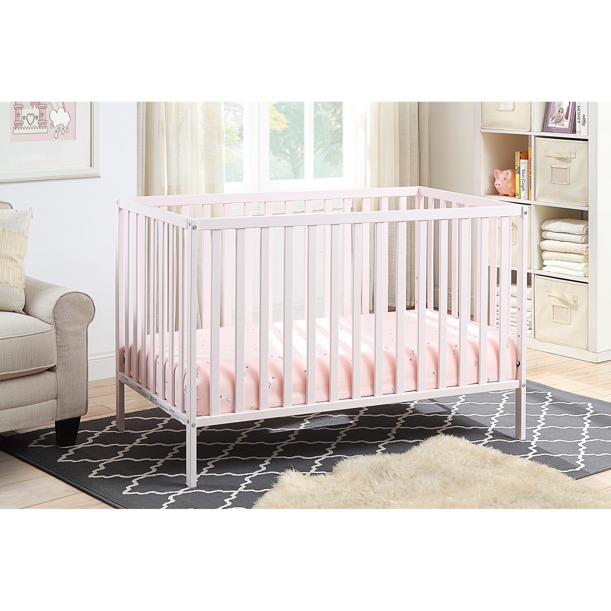 Pink cribs cheap for sale