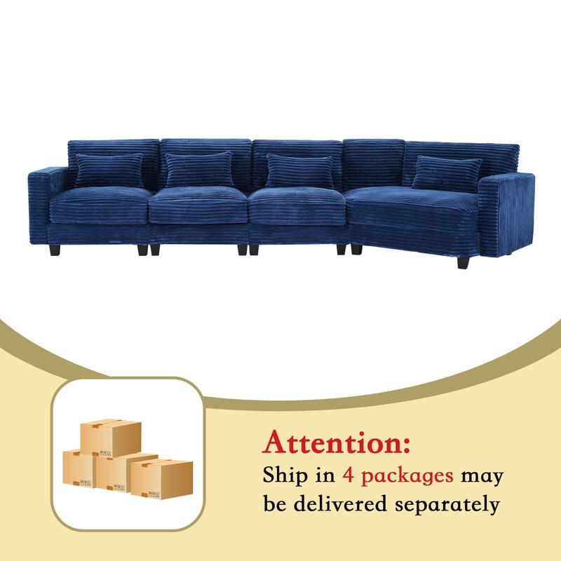 Multi-seat(3/4/5 seats) Corduroy Sectional Sofa, Modular Couch for Living Room & Business