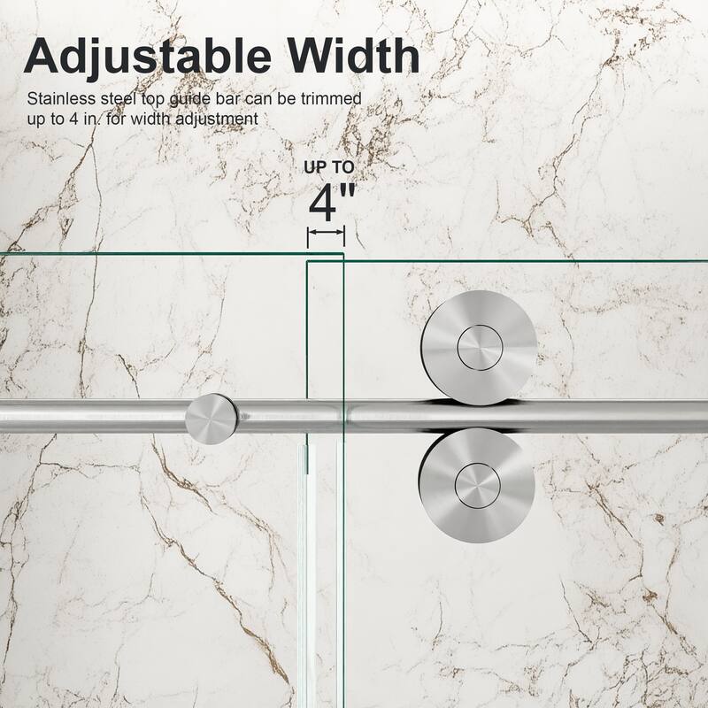 56"-60"W x 72"H Frameless Single Sliding Shower Door - 5/16" (8mm) Clear Tempered Glass