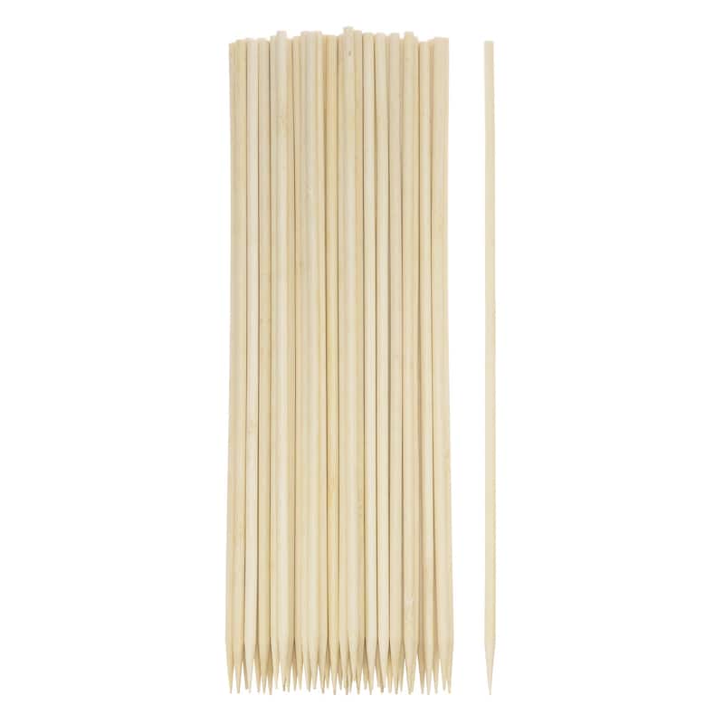 100pcs Bamboo Skewers Sticks 10 Inch 5mm Dia Natural Wooden Cocktail Picks - 10"