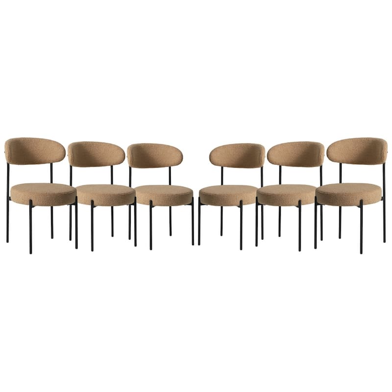 Bayville Mid-Century Curved Back Fabric Upholstered Metal Dining Chair (Set of 6)