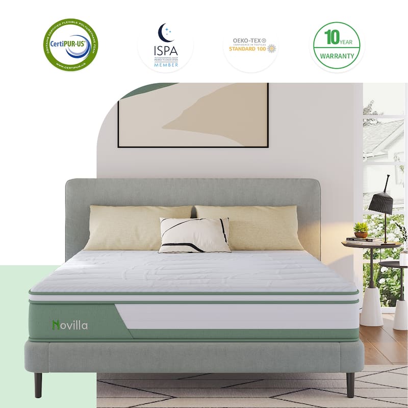 Novilla 10-inch Gel Memory Foam and Pocket Spring Hybrid Mattress - Queen