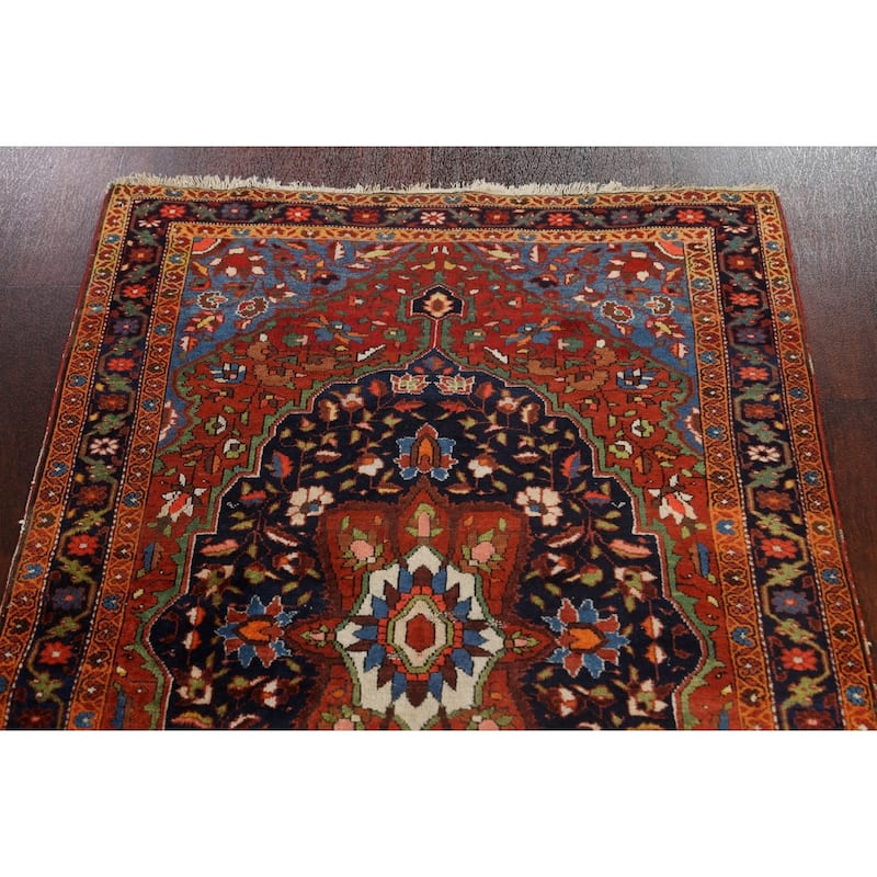 Antique Vegetable Dye Floral Sarouk Farahan Persian Area Rug Handmade - 3'5" x 4'10"