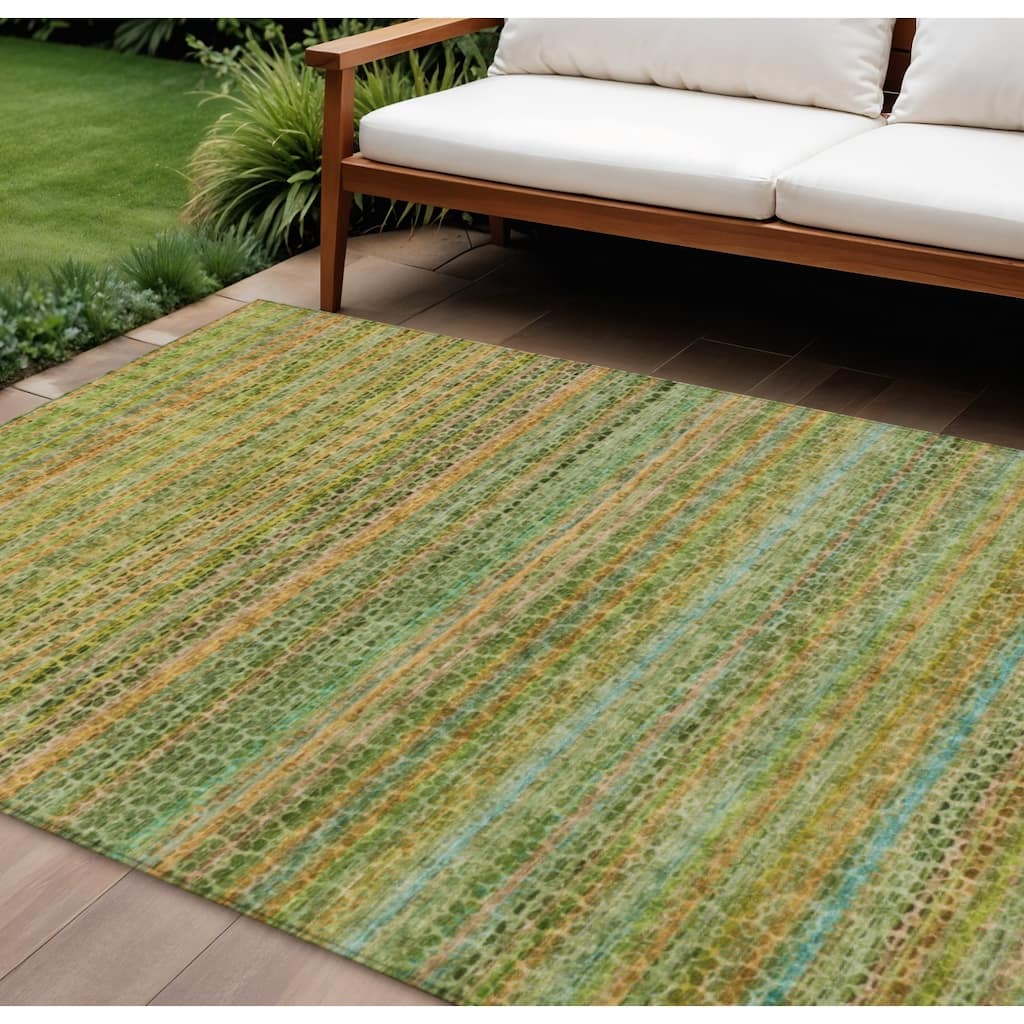 HomeRoots Striped Transitional Rectangle Outdoor Rug - 9' X 12'