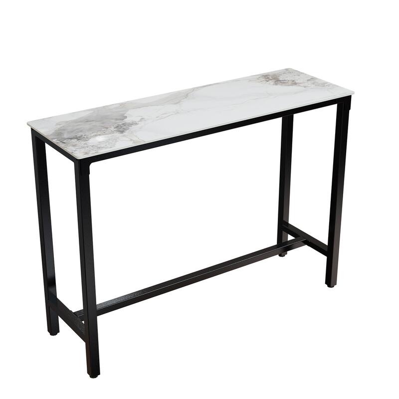 Counter-height Pub Bar Table Sintered Stone Tabletop - 47"W x 16"D x 42"H