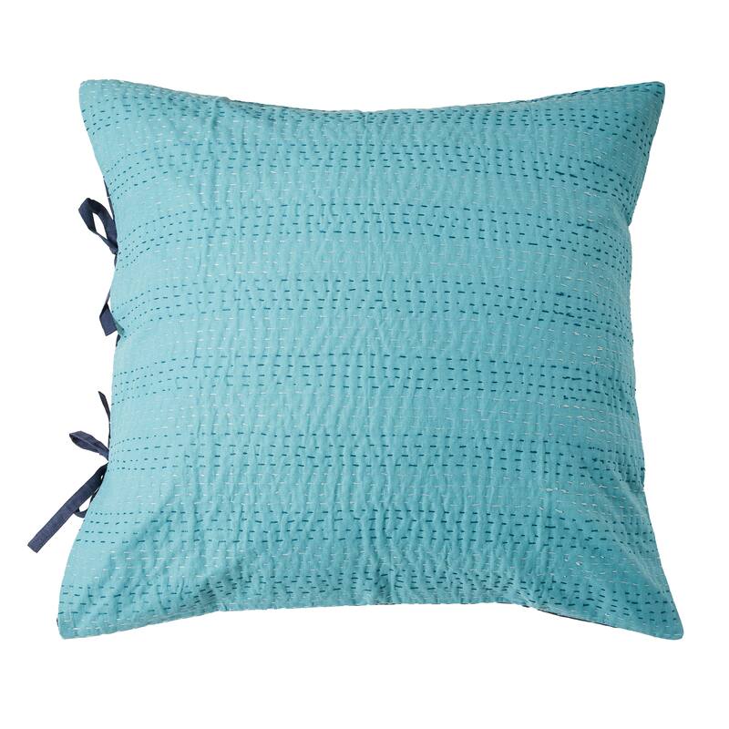 Melange Hand Craft Kantha Collection Solid Reversible Sham Pillow Cover