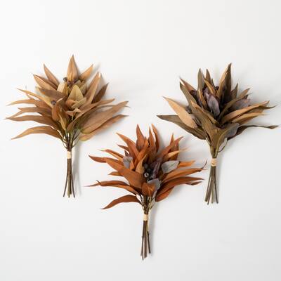 16" Sullivans Blade Eucalyptus Bush - Set of 3, Multicolored - 14"L x 14"W x 16"H