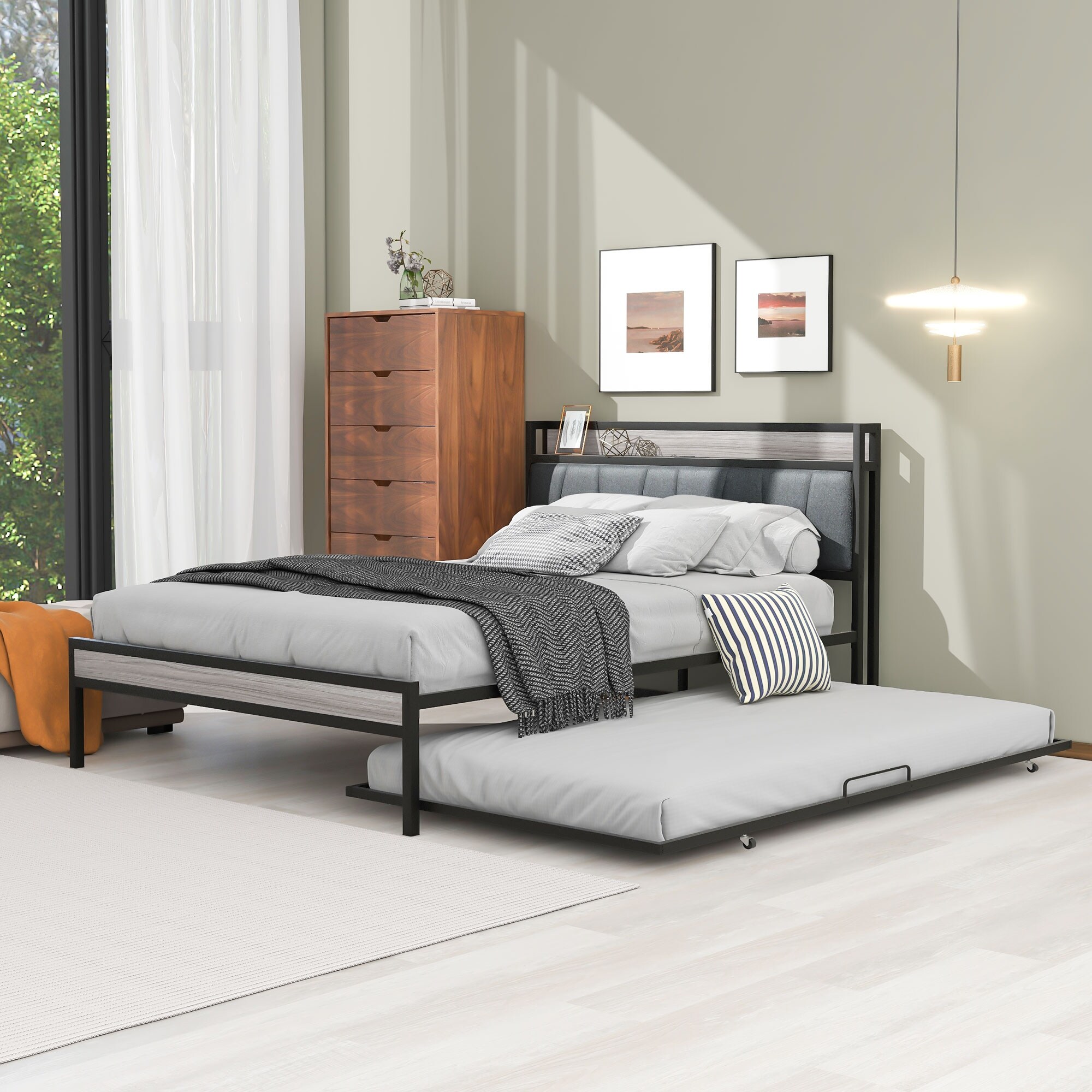 Twin headboard store with usb port