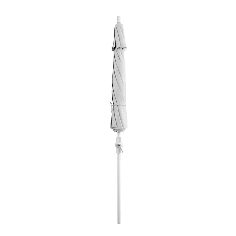 California Umbrella 9' Rd.Crank Lift, Collar Tilt, Aluminum Pole, /Fiberglass Rib Patio Umbrella, White Finish, Olefin Fabric
