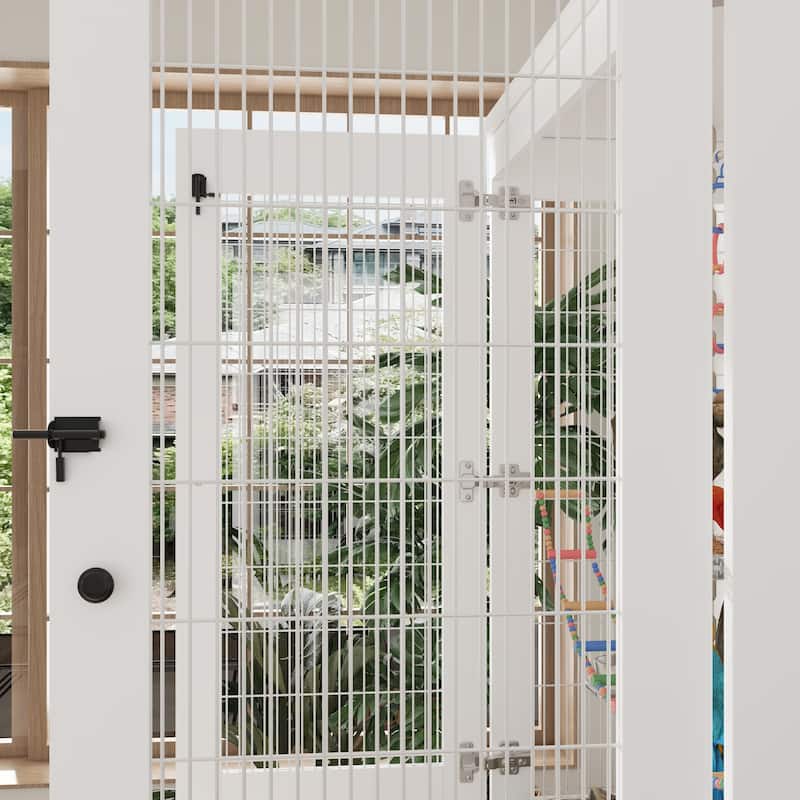 Spacious Indoor Bird Cage Cabinet with Drawers Large Parrot Habitat Bird Cage Furniture - 38.5”x63"