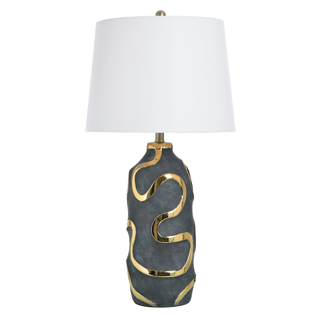 StyleCraft Ceramic Table Lamp - Izmir Gold - White Shade