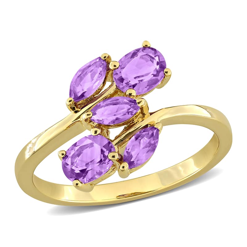 Miadora Multi-Gem Five Stone Ring Sterling Silver - 10 - Purple