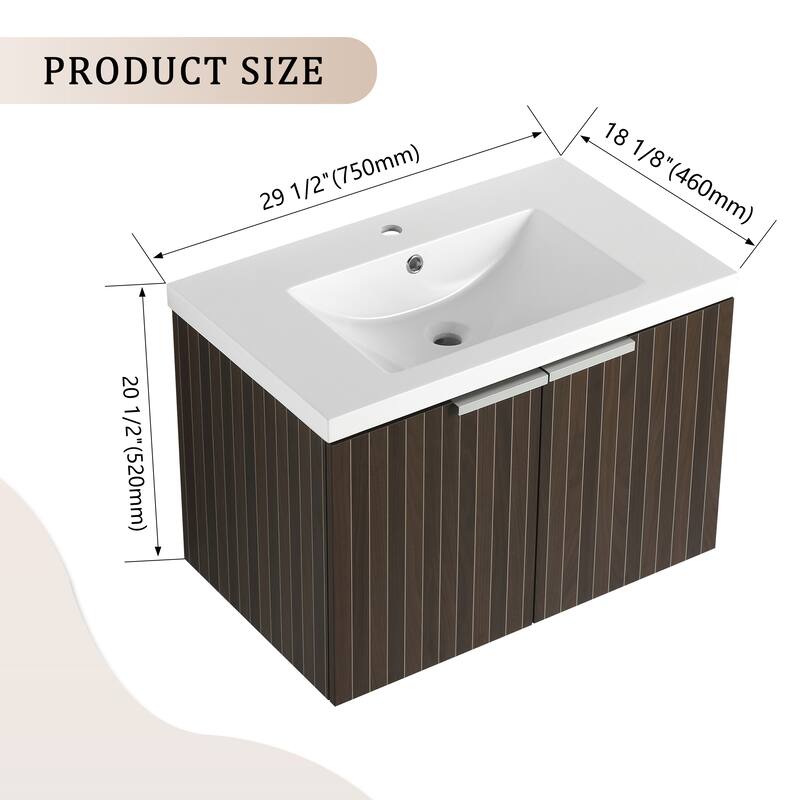 Beingnext 24"/30"/36" Bathroom Vanity with Sink, Floating Bathroom Vanity with 2 Soft Close Doors