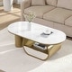 preview thumbnail 1 of 4, 47.24'' Modern Luxury Oval Coffee Table with Storage Drawer for Living Room Golden White