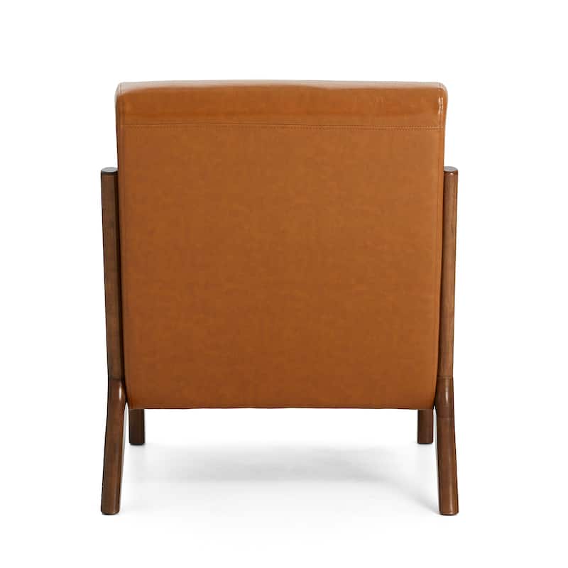 Glitzhome Set of 2 30.75"H Mid-Century Modern PU Leather Accent Chairs with Cushion - 25.75"W x 33.75"D x 30.75"H