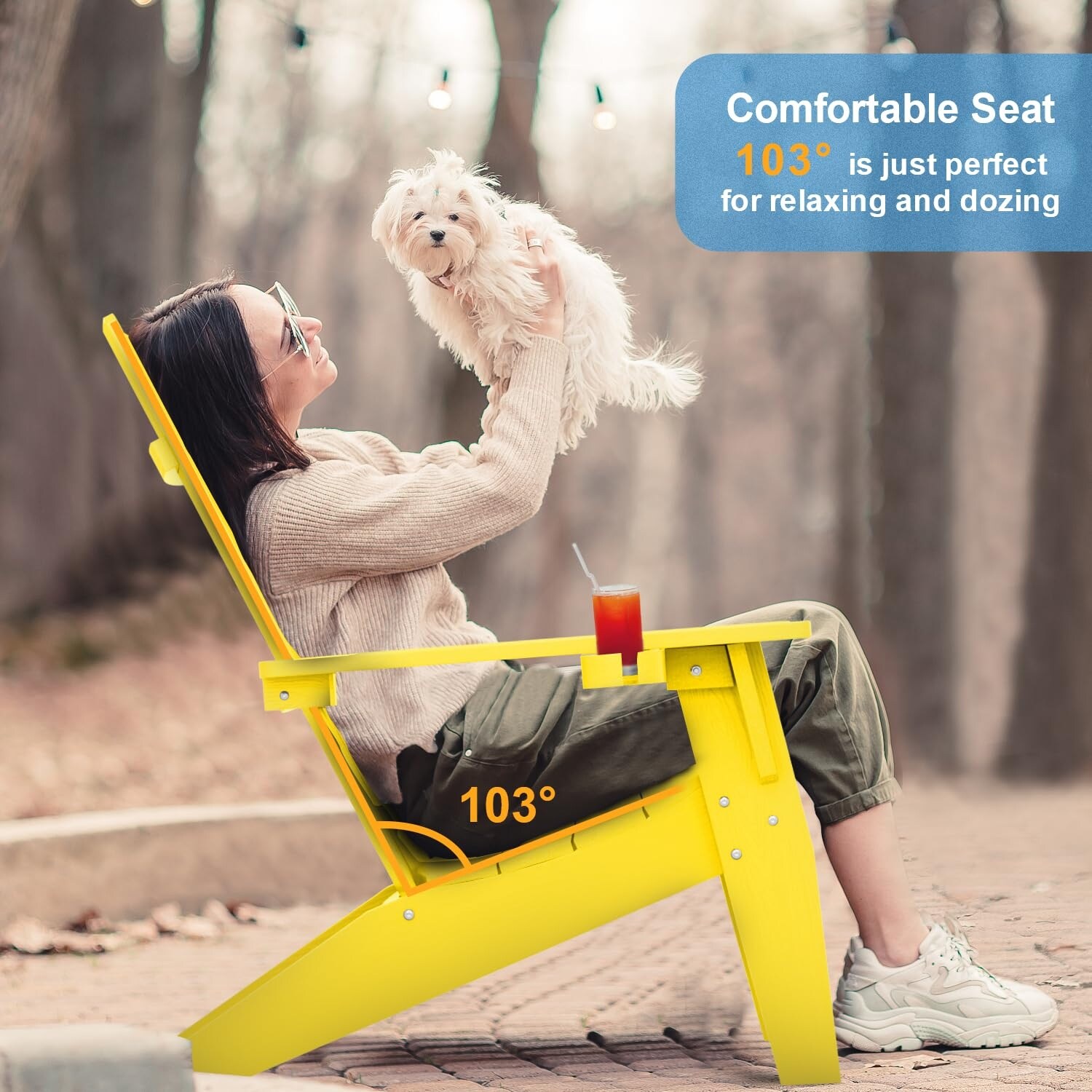 WINSOON All-Weather HIPS Outdoor Adirondack Chairs with Cup Holder
