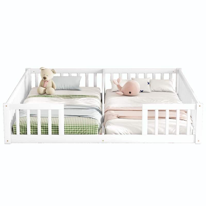Double Twin Floor Bed with Fence