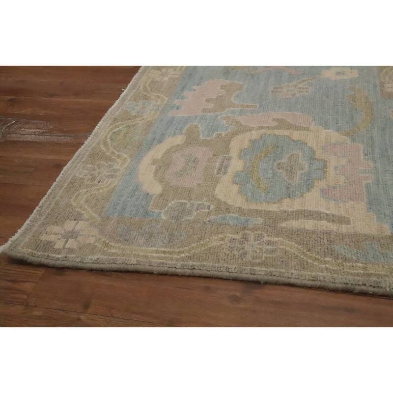 Hand Knotted Oriental 100% Wool Carpet Transitional All-Over Greys & Charcoal Oushak Area Rug - 9' 11'' X 7' 10''