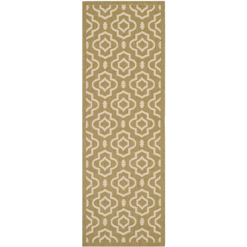 SAFAVIEH Courtyard Rheta Indoor/ Outdoor Waterproof Patio Backyard Rug - 2'3" x 6'7" - Green/Beige
