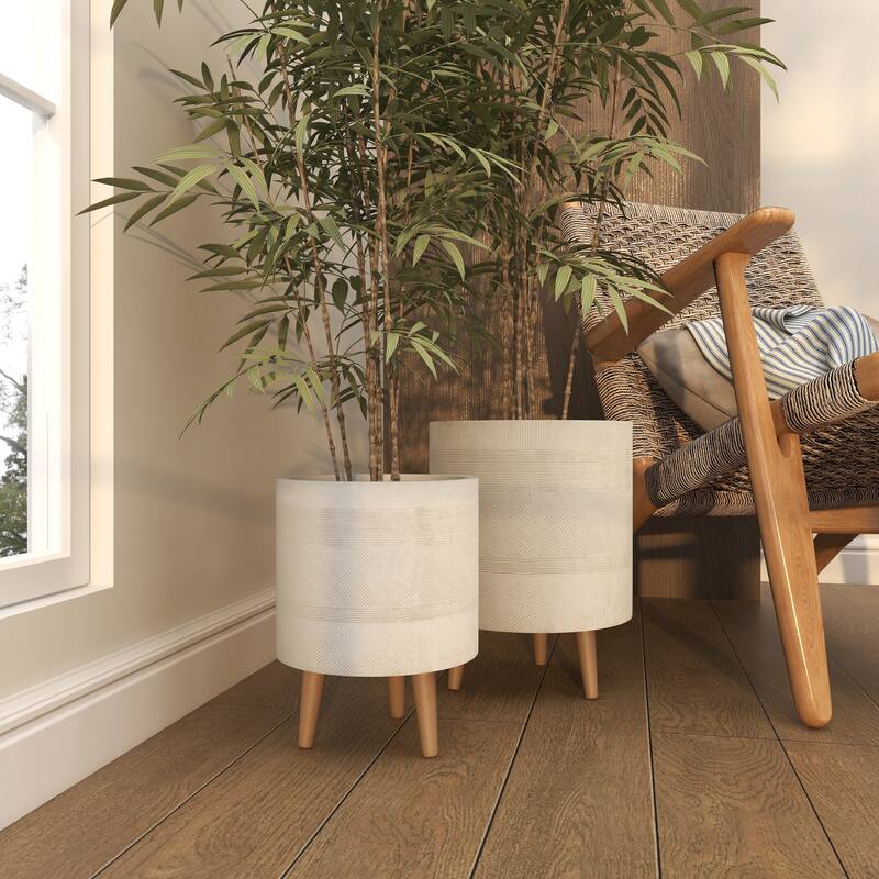 Ceramic Contemporary Planter (Set of 2) - 13 x 12 x 16Round