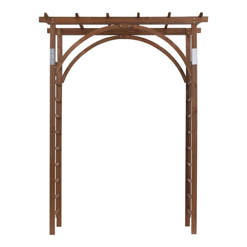 84.65" H Dark Brown Fir Wood Garden Arch for Climbing Plants with Rustproof Iron Frame - 62.99” x 23.62” x 84.65" (L x W x H)