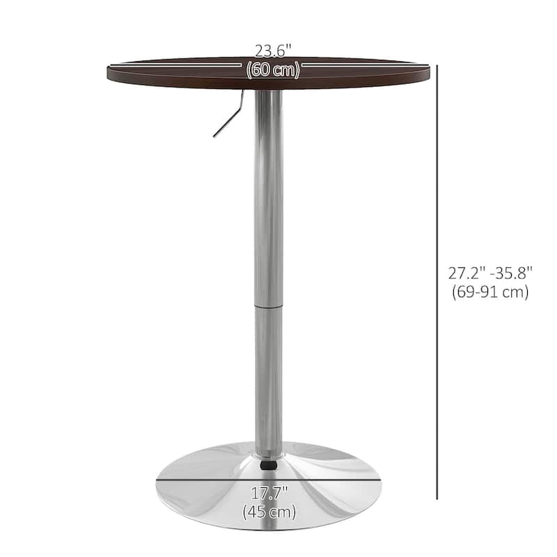 Adjustable Bar Table with Round Swivel Top for Home Bar - Natural