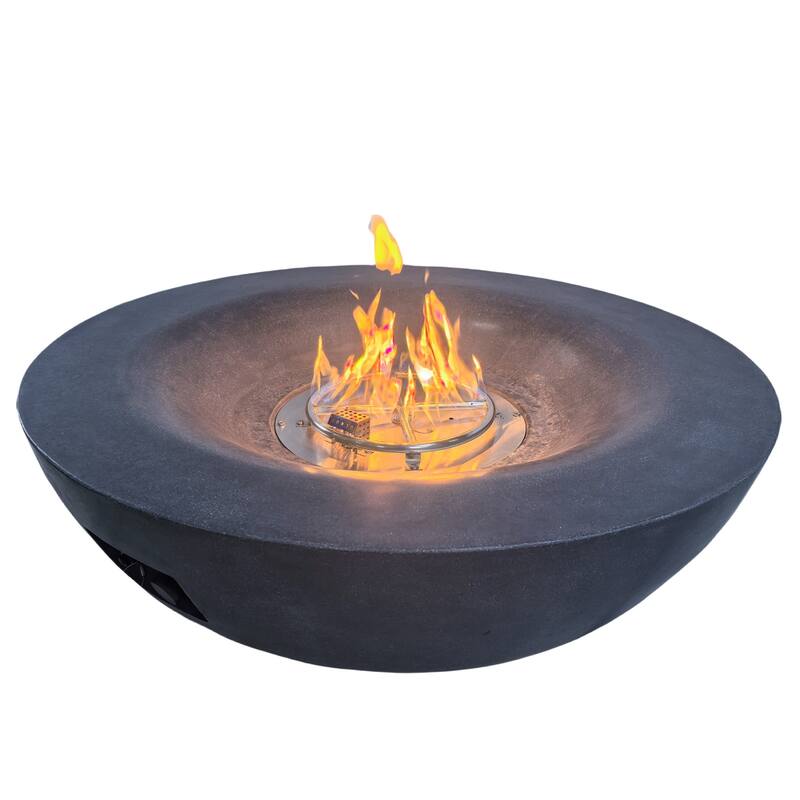 42 Inch Outdoor Concrete Propane Gas Fire Pit Bowl in Antique White Color