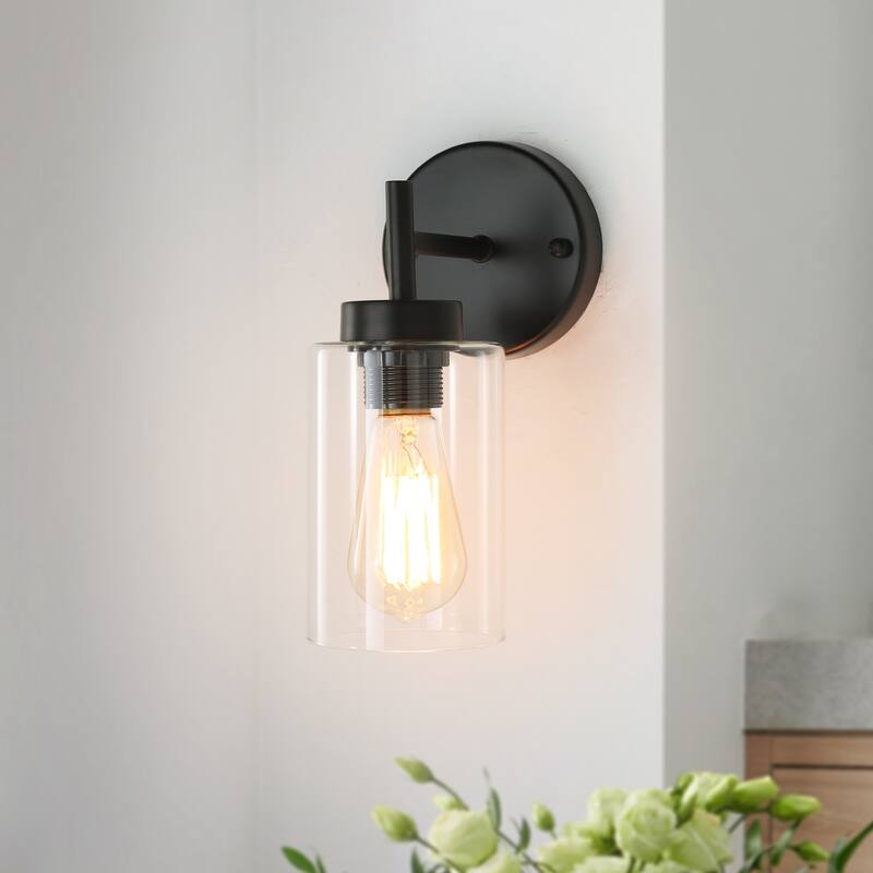 1-Light Modern Bathroom Vanity Light with Clear Glass Shades, Classic Wall Sconces for Dining Room Living Room
