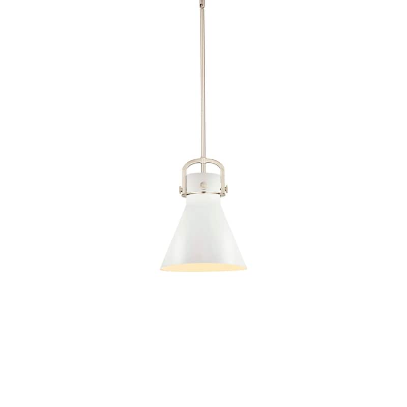 Innovations Lighting 410-1SM-15-10 Newton Cone Pendant Newton Cone 10" - Satin Nickel / White