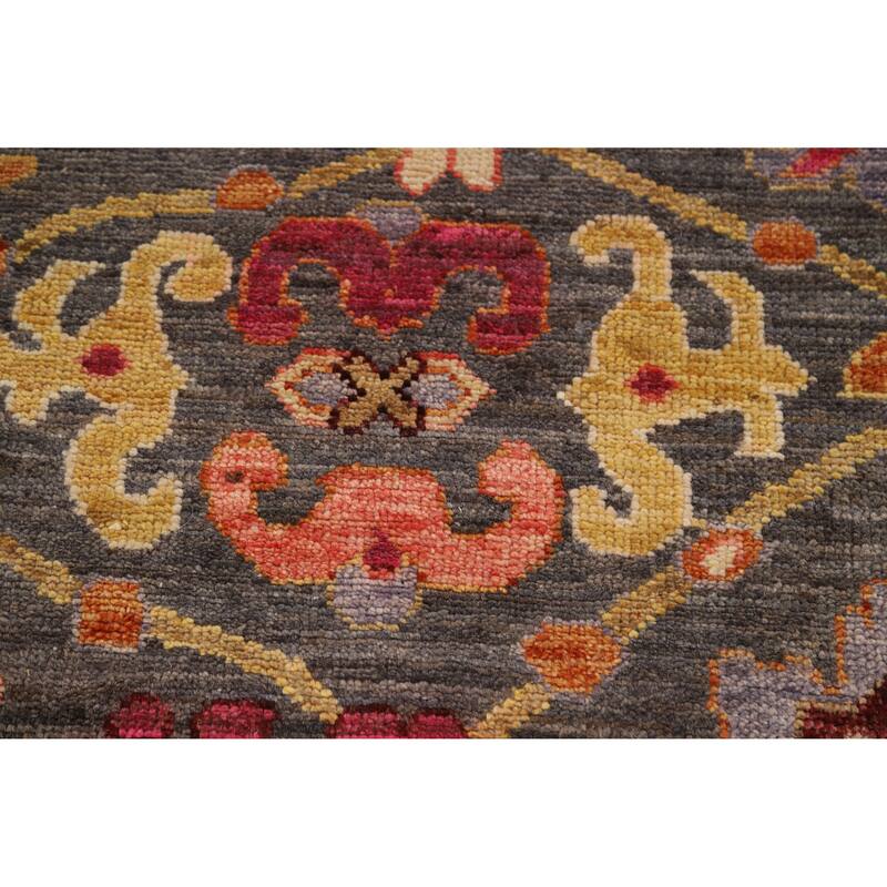 Hand Knotted Oriental 100% Wool Carpet Transitional All-Over Greys & Charcoal Oushak Area Rug - 9' 11'' X 8' 2''