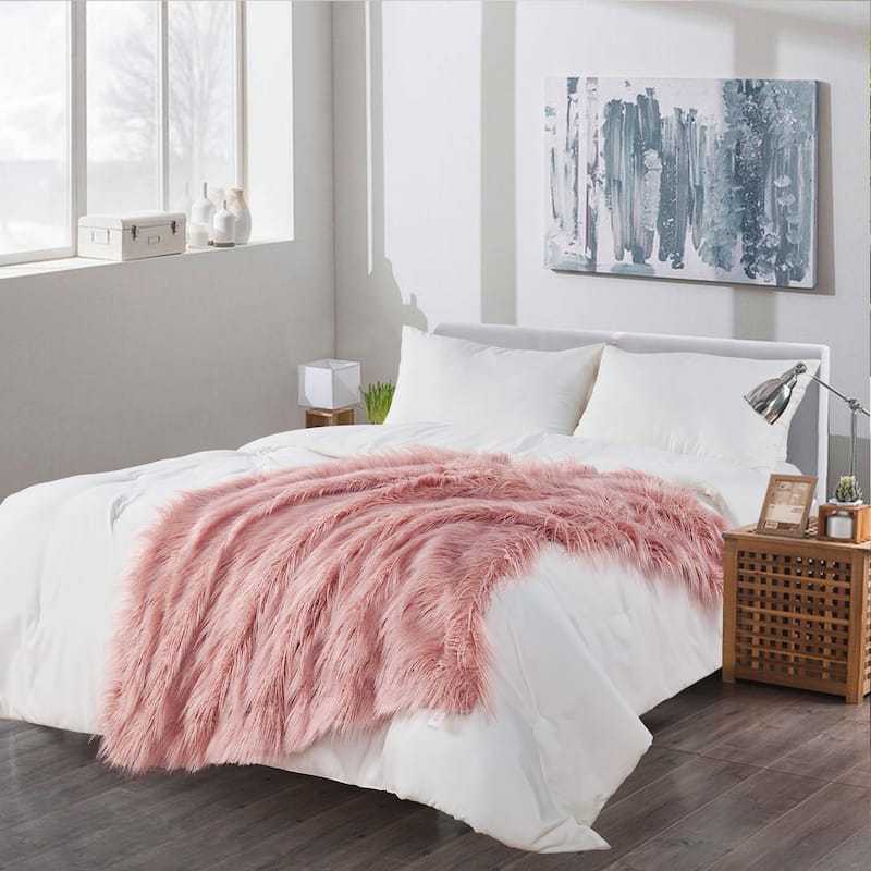 Karenne Shaggy Fauxfur Throw Blanket