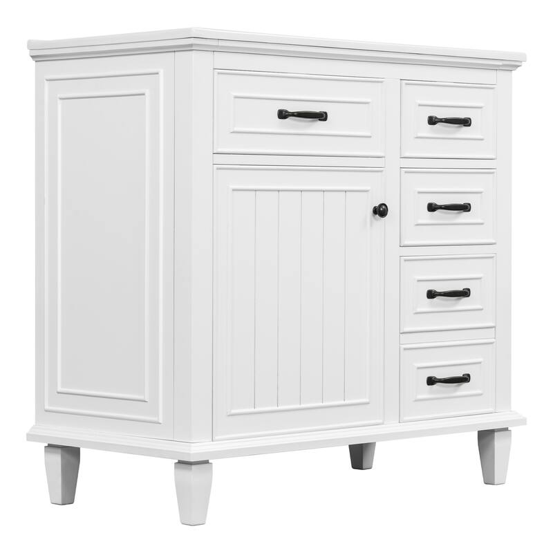 Roomfitters 36" Bathroom Vanity with Sink, Solid Wood Frame, 2 Flip Drawers & Soft-Close Cabinet with Door Rack
