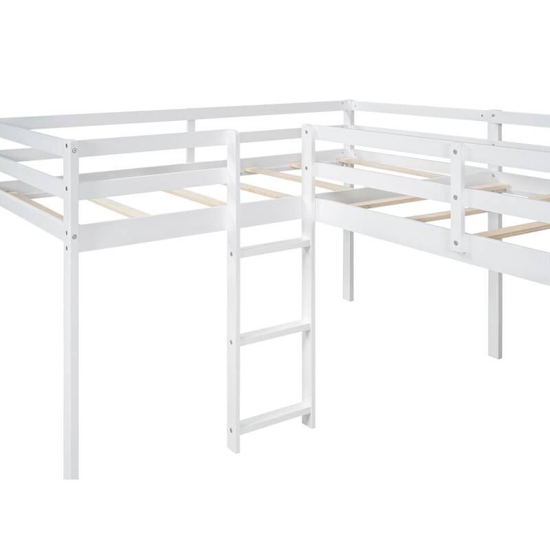 L-Shaped Twin Loft Bed with Ladder, Slide, and Space-Saving Design
