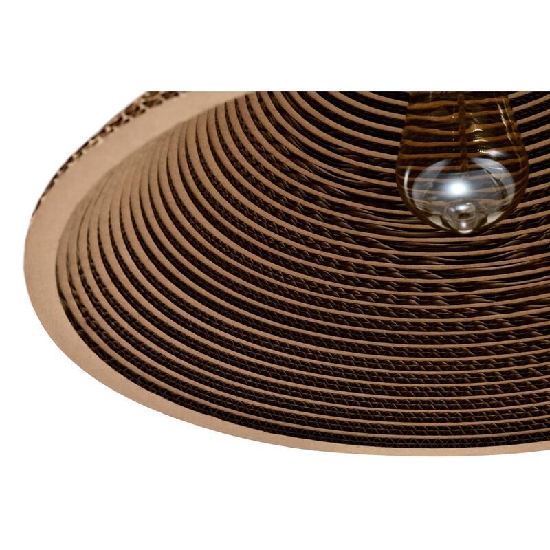 1-light Brown Natural Pendant Light With Nordic Style Cone Cardboard Shade For Dining Table